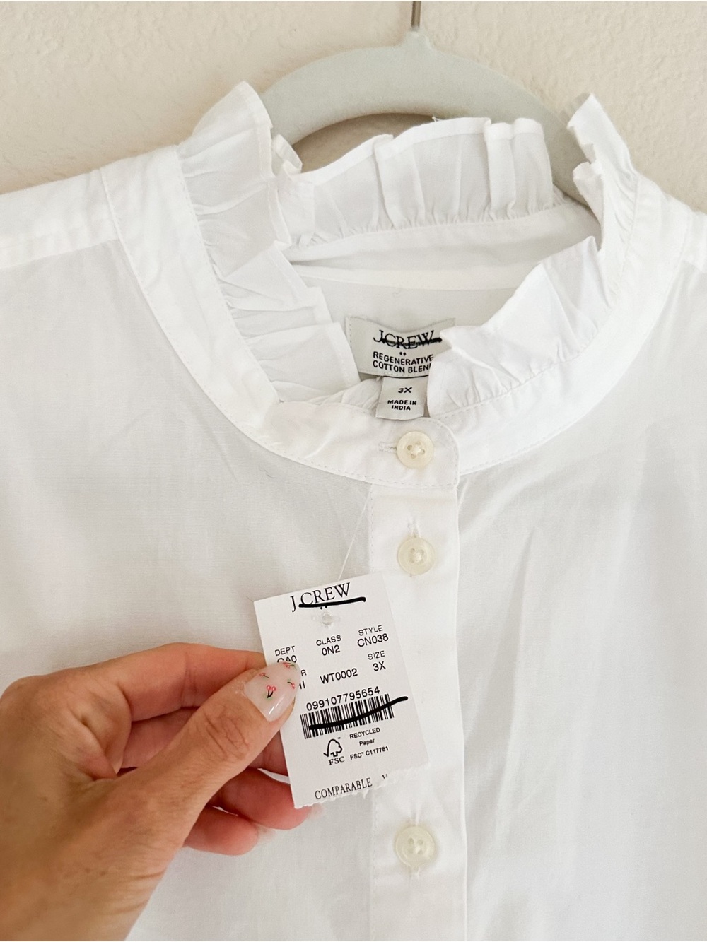 J. Crew Ruffle Button-Up Top 3X - Picture 6 of 7